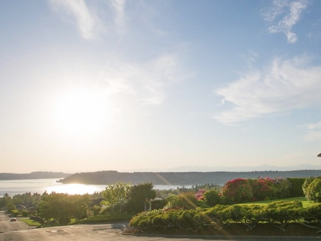 a view of puget sound from tacoma's west slope neighborhood