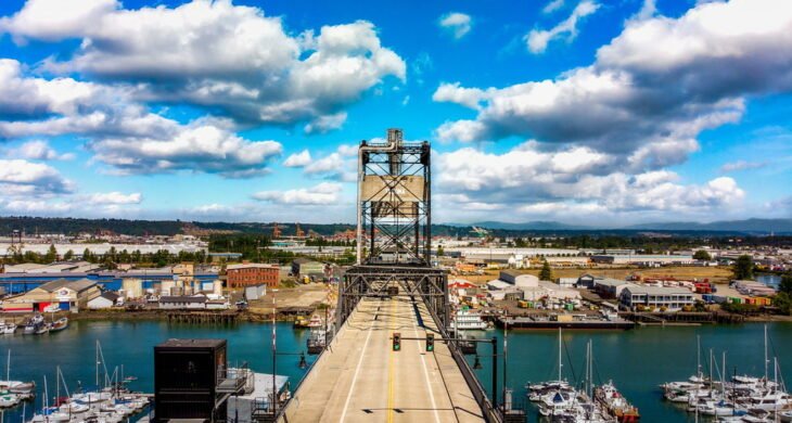 murray morgan bridge photographer under blue sky