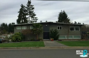 Midcentury home in Fircrest WA with Palm Tree out front.