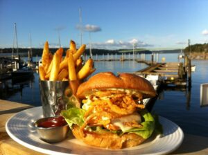 Food on the deck at Boathouse 19 in Tacoma