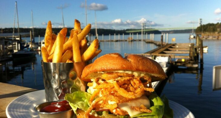 Food on the deck at Boathouse 19 in Tacoma