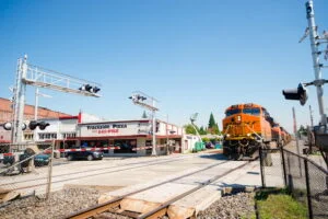 Trackside Pizza and train Puyallup WA