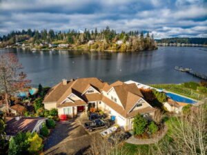 large expensive home with view of puget sound in gig harbor wa