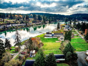 Aerial view of rosedale near gig harbor wa