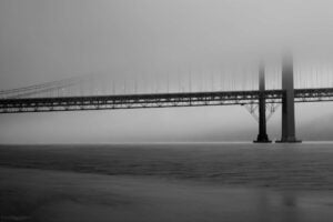 narrows bridge in fog