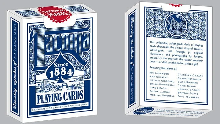 Chandler O’Leary designed this pack of playing cards for Tacoma Makes, and contributed a few card illustrations to the project.