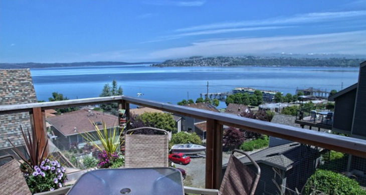 deck with view of commencement bay tacoma