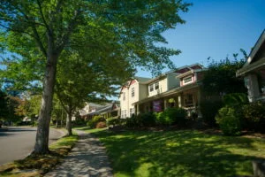 homes on a tree lined street in dupont wa