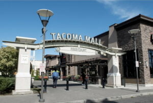 tacoma mall entrance with people walking by