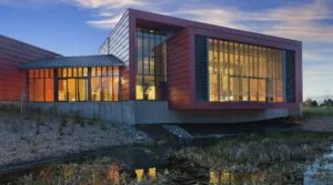 The outside of the Tacoma Star Center in the evening