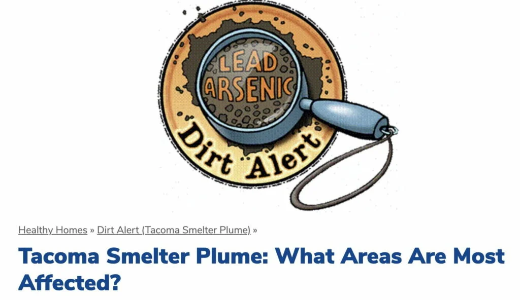 graphic with the words tacoma smelter plume, what areas are most affected written on it