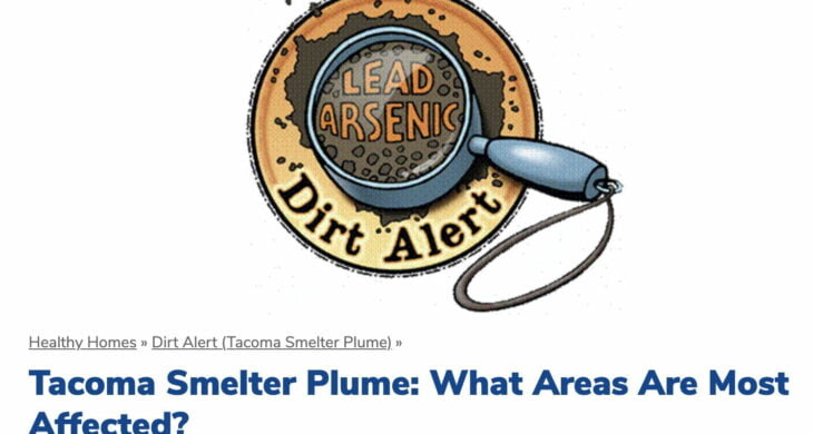 graphic with the words tacoma smelter plume, what areas are most affected written on it