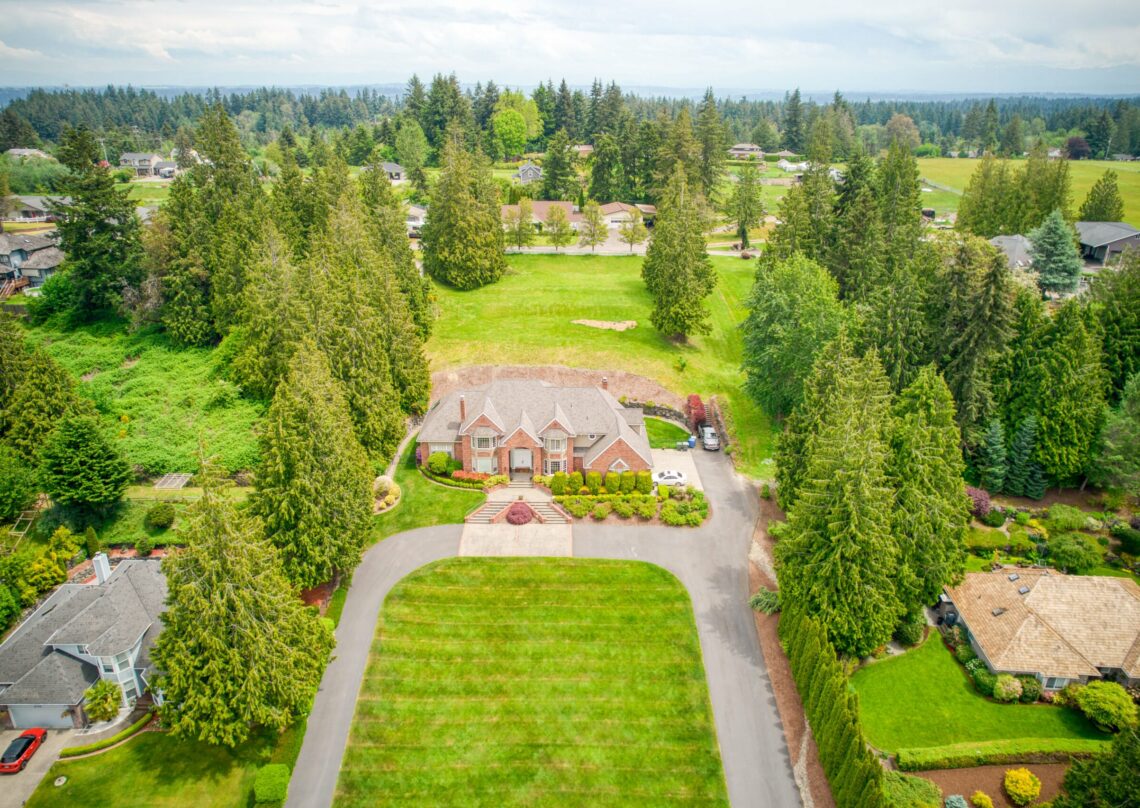 homes on acreage surrounded by trees in the waller road area neighborhood of Tacoma, WA