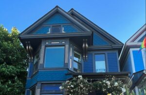 a blue victorian house on north I street in Tacoma Washington's North Slope Historic District