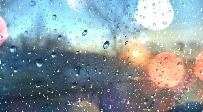 Raindrops on a window in tacoma washington