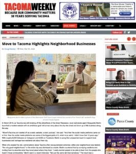 Marguerite Martin takes a photo of Not Bad owner Chef Dave Cooper behind the counter of his “French-ish” sandwich shop in Court House Square.